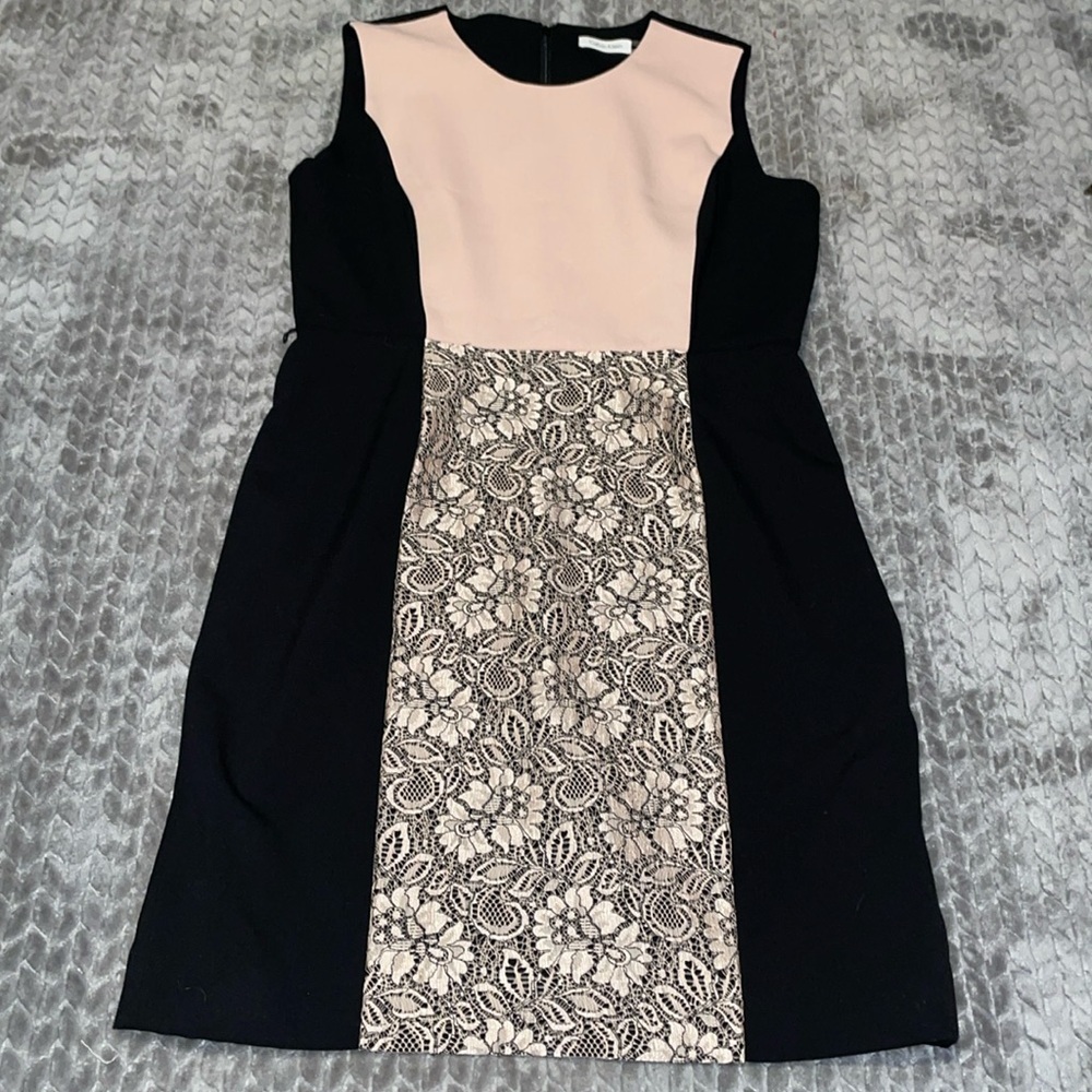 Calvin Klein Sleeveless Dress with front lace panel.‎  Lined.  Size 12.